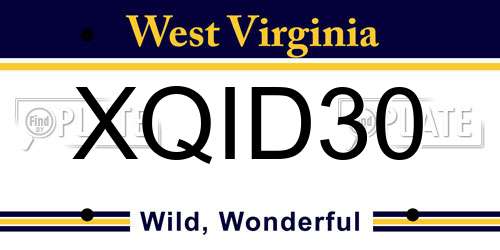 XQID30 West Virginia License Plate
