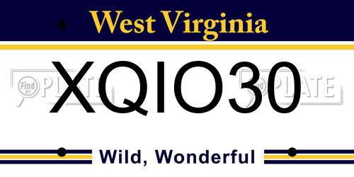 XQIO30 West Virginia License Plate