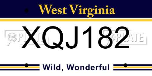 XQJ182 West Virginia License Plate