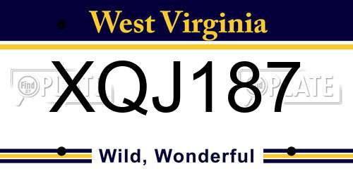 XQJ187 West Virginia License Plate