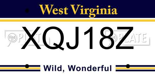 XQJ18Z West Virginia License Plate