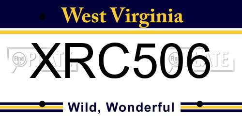 XRC506 West Virginia License Plate