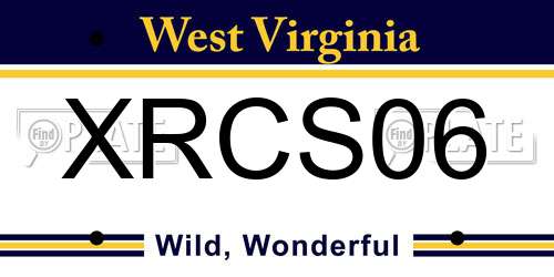XRCS06 West Virginia License Plate