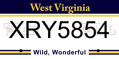 XRY5854 West Virginia License Plate
