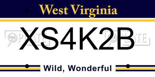 XS4K2B West Virginia License Plate