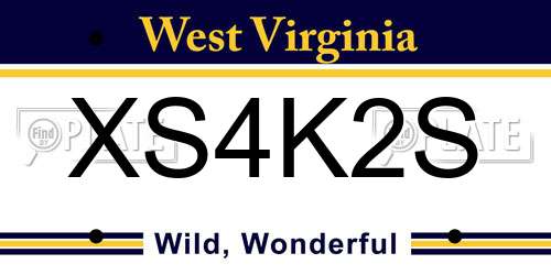XS4K2S West Virginia License Plate