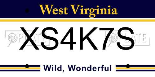 XS4K7S West Virginia License Plate
