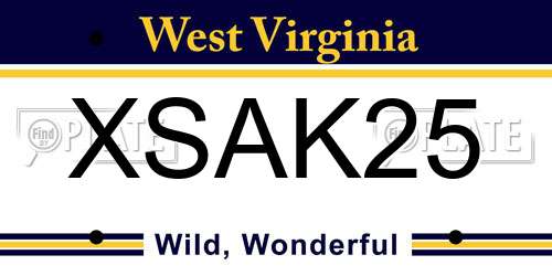 XSAK25 West Virginia License Plate