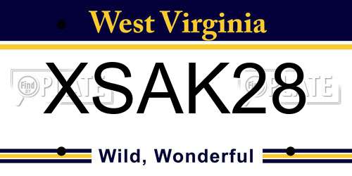 XSAK28 West Virginia License Plate