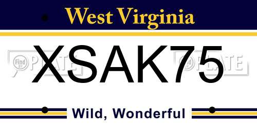XSAK75 West Virginia License Plate