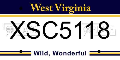 XSC5118 West Virginia License Plate