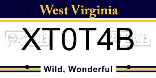 XT0T4B West Virginia License Plate