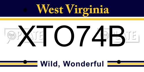 XTO74B West Virginia License Plate