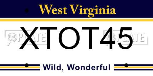XTOT45 West Virginia License Plate