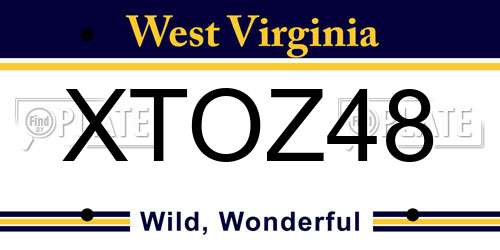 XTOZ48 West Virginia License Plate