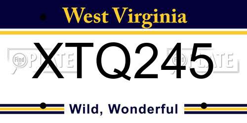 XTQ245 West Virginia License Plate