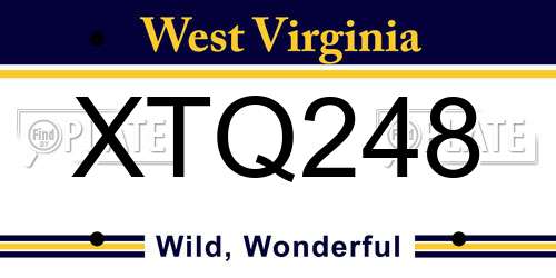 XTQ248 West Virginia License Plate