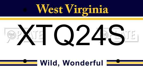 XTQ24S West Virginia License Plate