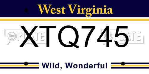 XTQ745 West Virginia License Plate