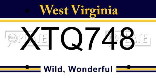 XTQ748 West Virginia License Plate
