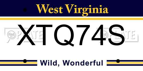 XTQ74S West Virginia License Plate