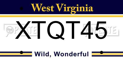 XTQT45 West Virginia License Plate