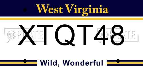 XTQT48 West Virginia License Plate