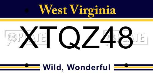 XTQZ48 West Virginia License Plate