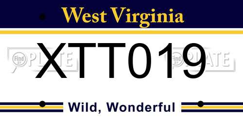 XTT019 West Virginia License Plate