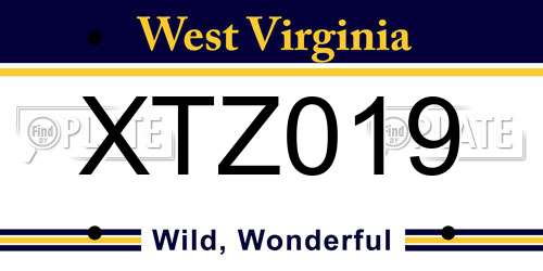 XTZ019 West Virginia License Plate