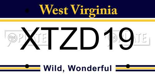 XTZD19 West Virginia License Plate