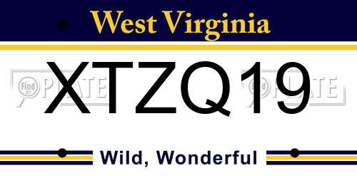 XTZQ19 West Virginia License Plate