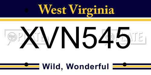 XVN545 West Virginia License Plate