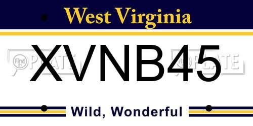 XVNB45 West Virginia License Plate