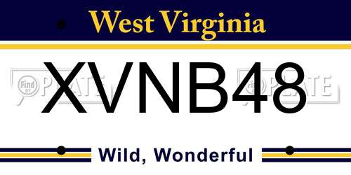 XVNB48 West Virginia License Plate