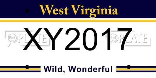 XY2017 West Virginia License Plate