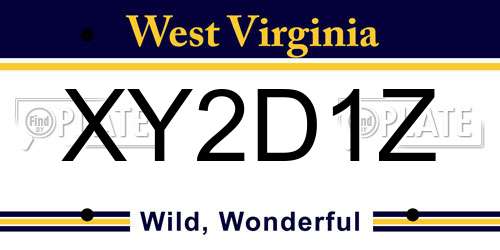 XY2D1Z West Virginia License Plate