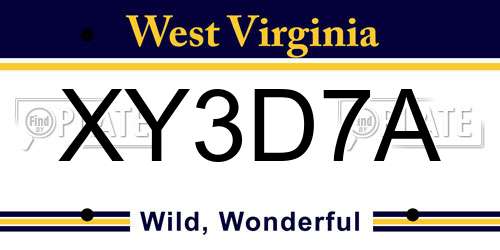 XY3D7A West Virginia License Plate