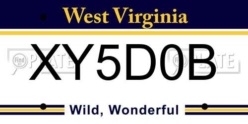 XY5D0B West Virginia License Plate