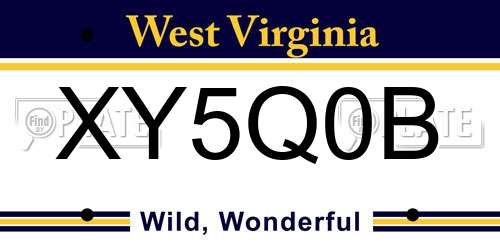 XY5Q0B West Virginia License Plate