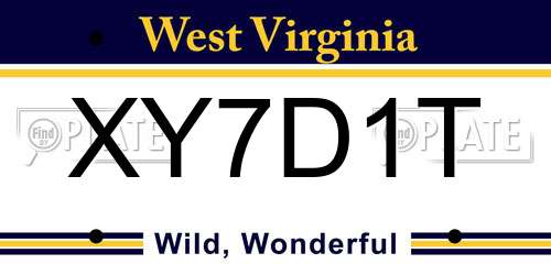 XY7D1T West Virginia License Plate