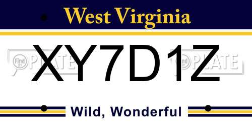 XY7D1Z West Virginia License Plate