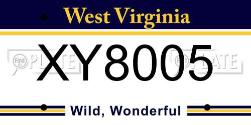 XY8005 West Virginia License Plate