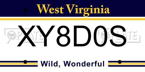 XY8D0S West Virginia License Plate