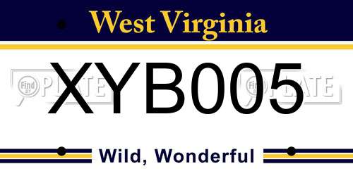 XYB005 West Virginia License Plate