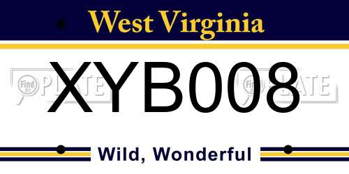 XYB008 West Virginia License Plate
