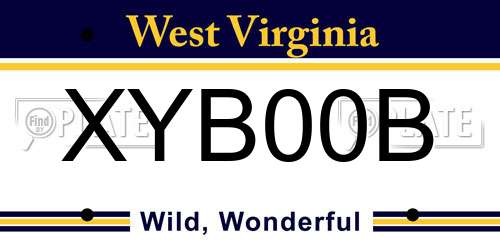 XYB00B West Virginia License Plate