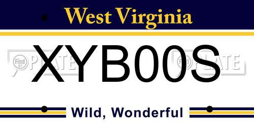 XYB00S West Virginia License Plate