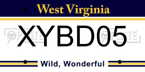 XYBD05 West Virginia License Plate