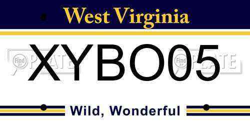 XYBO05 West Virginia License Plate